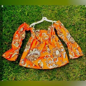✨⚡️💥Chickme Top Orange Peplum floral Tops Magnolia off shoulder Chic and Sexy